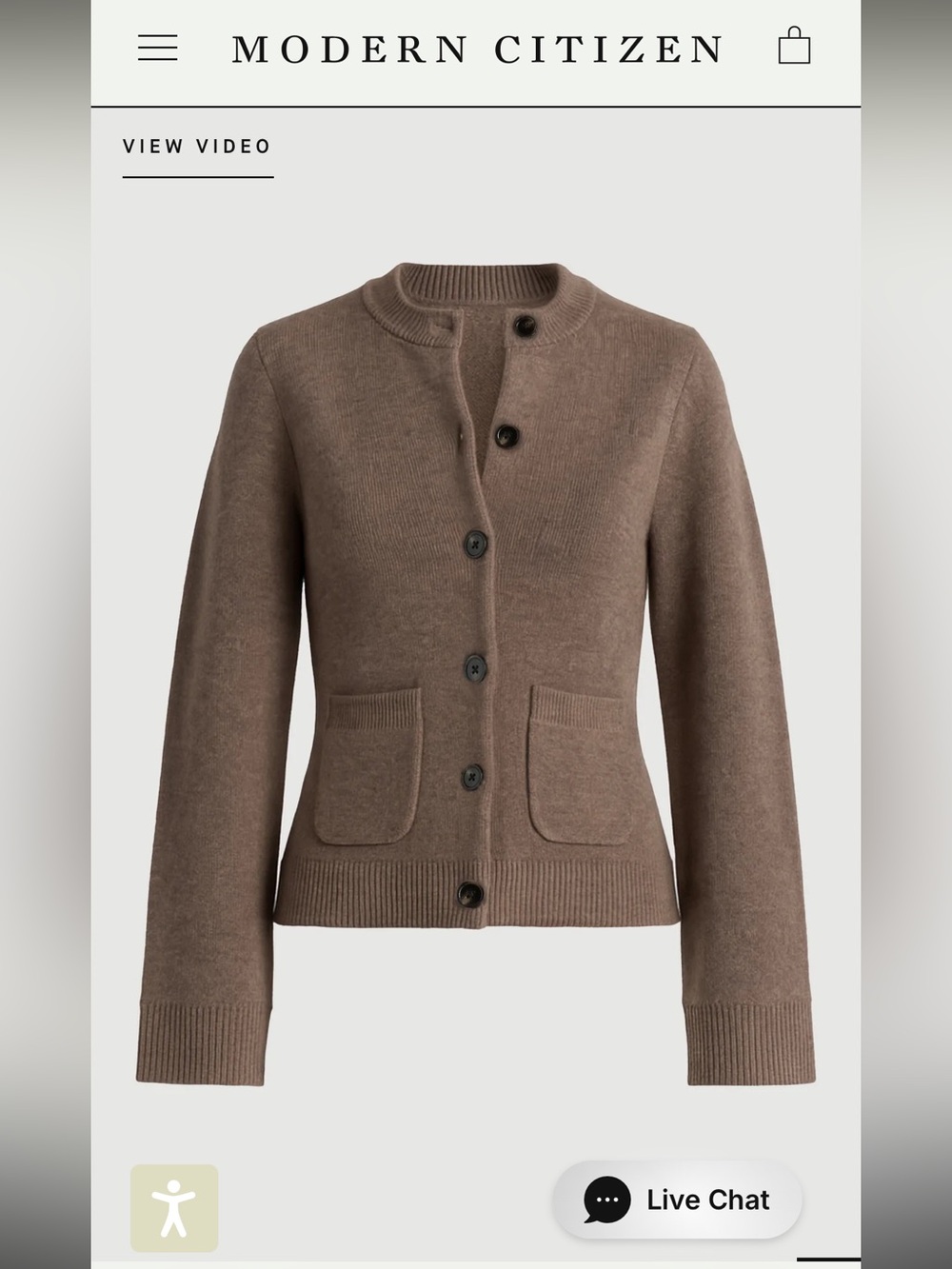 Modern Citizen Eames Organic Cotton-Wool Button Cardigan M